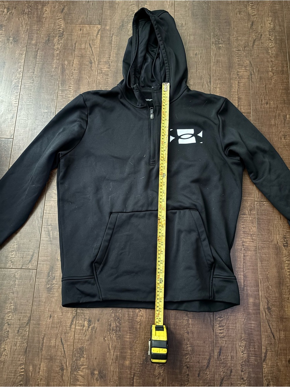 Black Hooded Pullover Jacket with Front Pocket